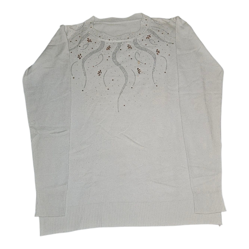 Elegant Cream Sweater with Embellishments